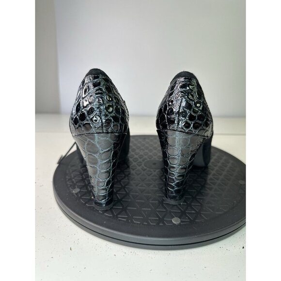 Via Spiga Black Leather Peep Toe Lace Booties Heels Sz 6.5 M - Picture 6 of 10